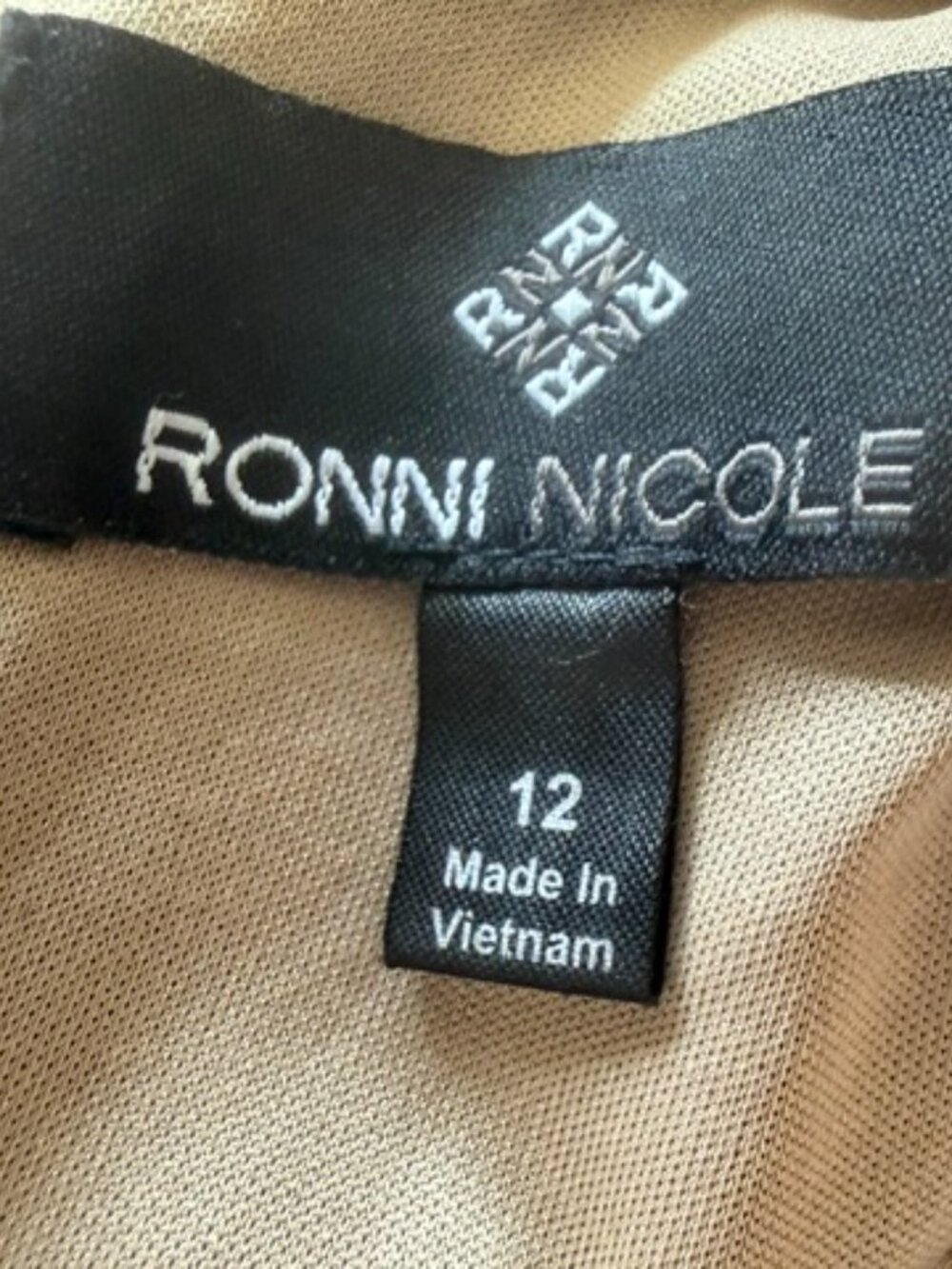 Ronnie Nicole Black Lace Nude Lining Dress Size 12 Scalloped Hem LBD Classic - Picture 7 of 11